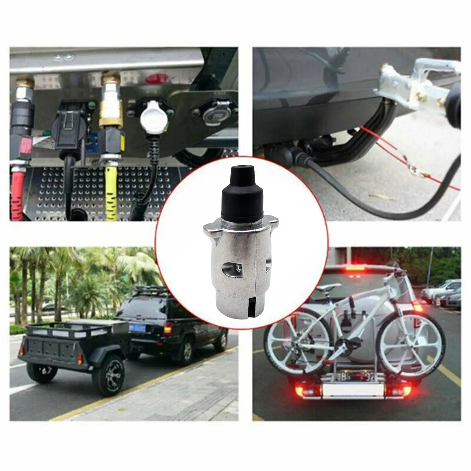 7 Pin Aluminium Alloy Plug Trailer Truck Towing Electrics 12V Connector EU Plug Waterproof Plugs Socket Adapter Protect trailer plug