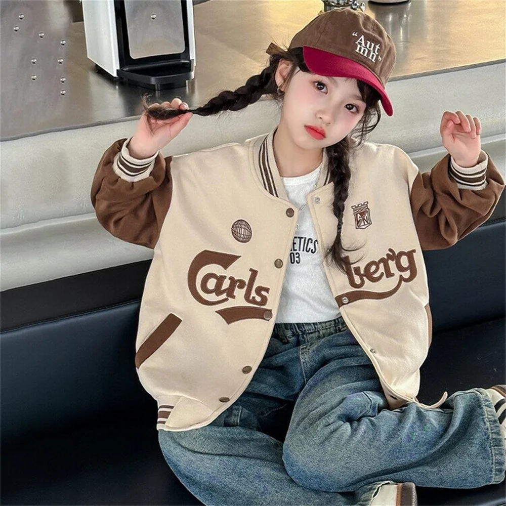 

Весна 2024 детская бейсбольная куртка с вышивкой и надписью корейская детская бейсбольная куртка 8802