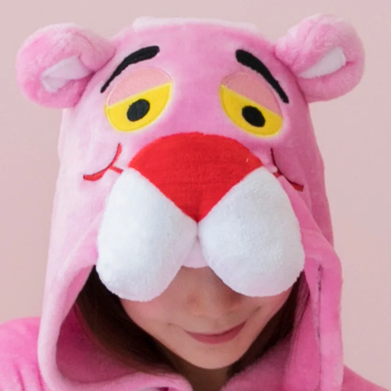 Pink Sweet Onesies Adult Animal Cosplay One Piece Pajamas Homewear Flannel Warm Sleepwear Jumpsuit Costume for Women Girls Teens