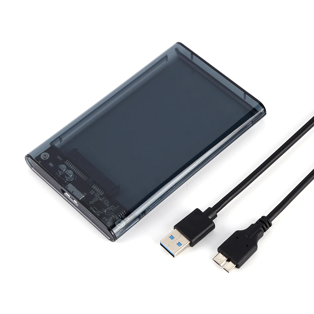 투명 HDD 케이스 캐디 박스, HDD 인클로저 2.5 SSD SATA-USB 3.0 C타입 3.1 어댑터, 외장 하드 드라이브 박스
