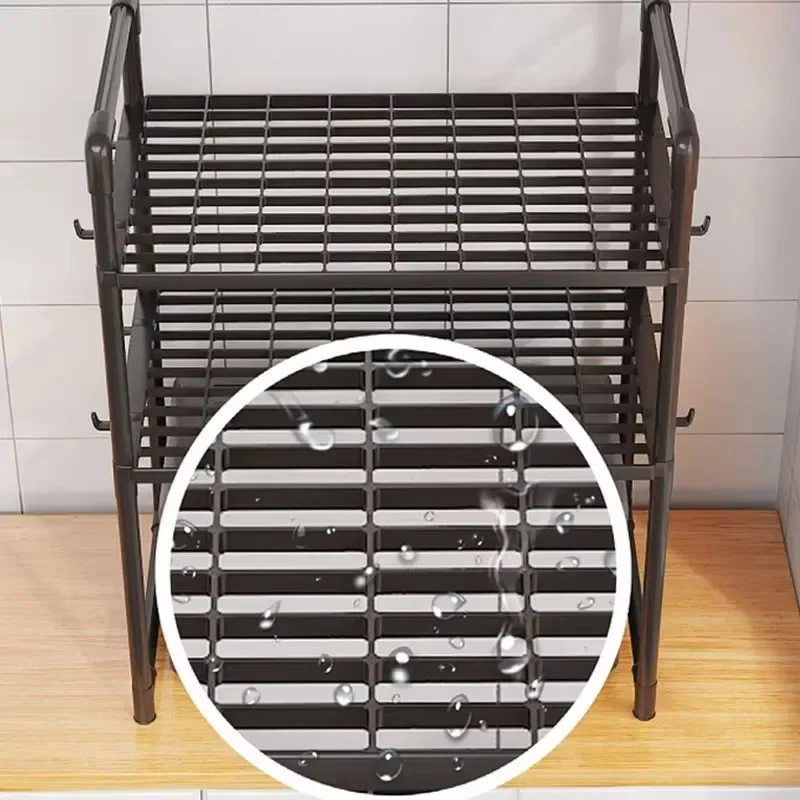 2/3-Layer Kitchen Microwave Racks Simple Standing Storage Shelf for Countertop Seasoning Oven Shelf Kitchen Organizing