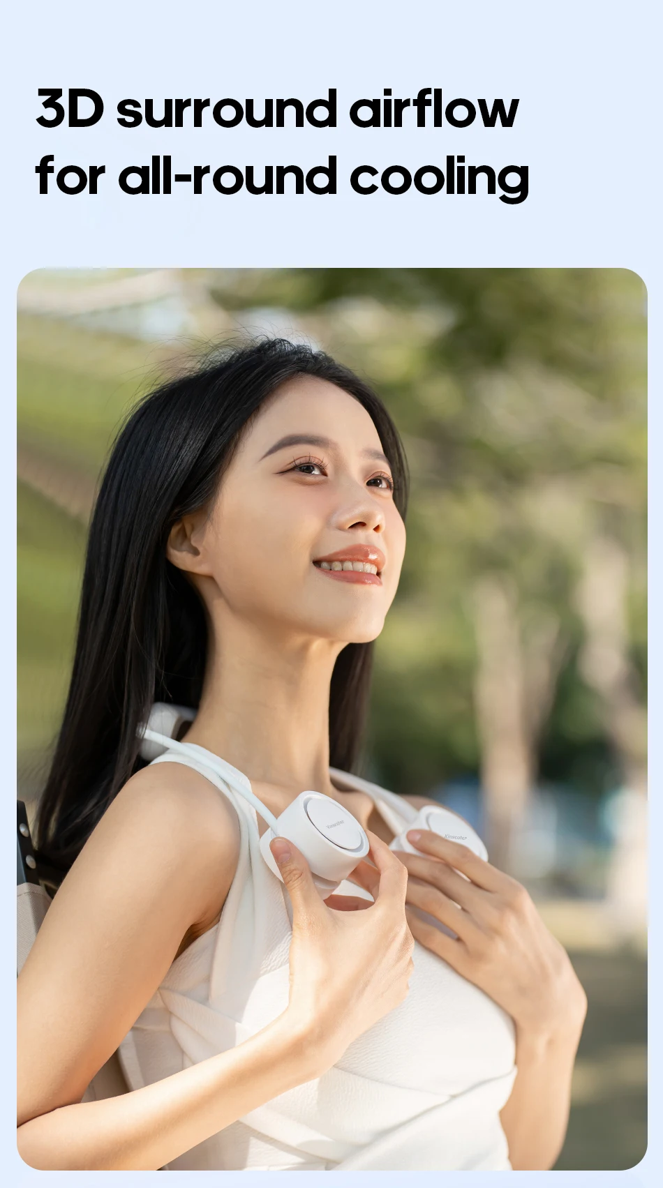 Portable Personal Sports Neck Fan 3-speed Wind with Cold Compress Function 800mAh*2 Mini Cooling Electric Fan for Outdoor Travel
