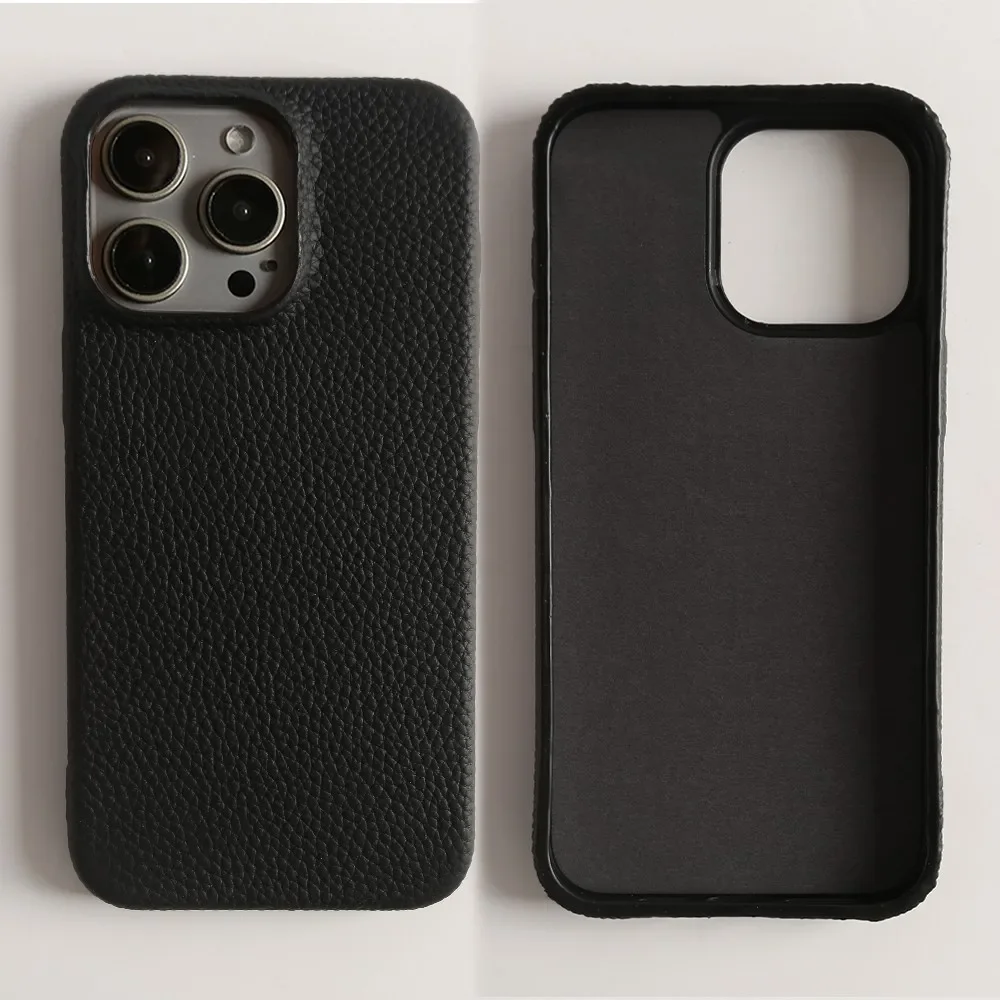 Luxury Full Grain Leather Shockproof Phone Case - Elegant Back Cover