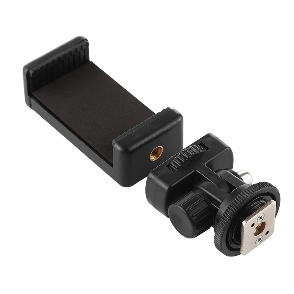 Phone Tripod Holder Clip With Camera Hot Shoe Mount Smartphone Tripod Mount 360 Rotation 180 Flip