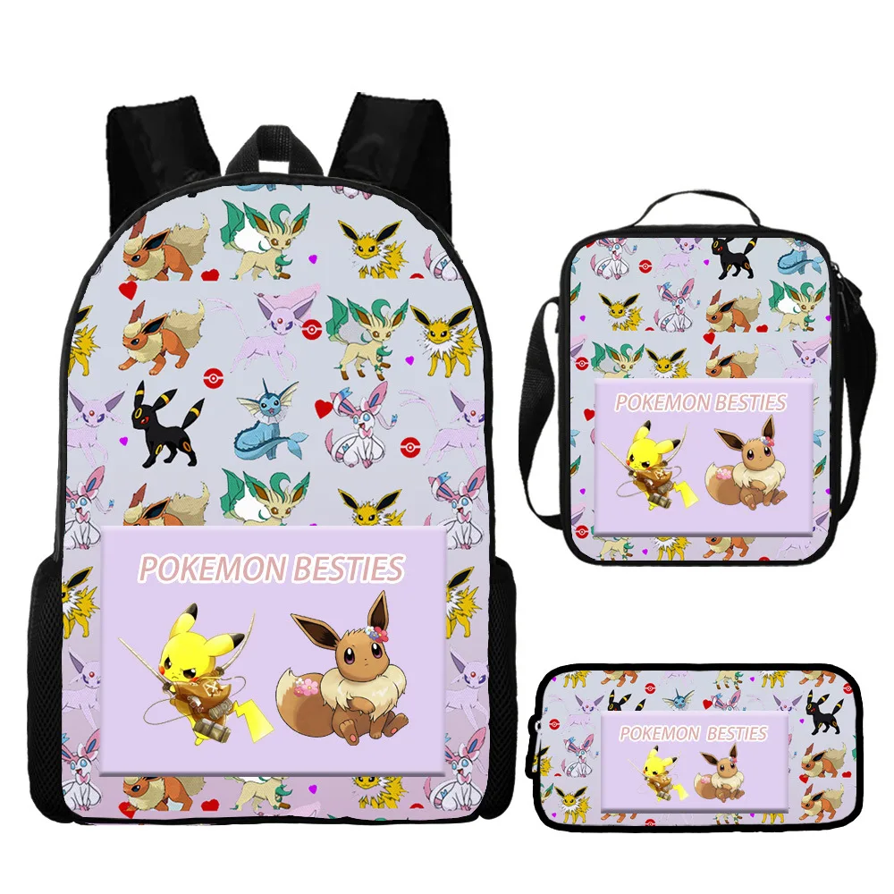 3 unids/set niños Pokemon Pikachu mochila bonita estuche de lápices bolso  cruzado arnés de cojín de aire impermeable protección de la columna  vertebral mochila escolar hola suerte unisex