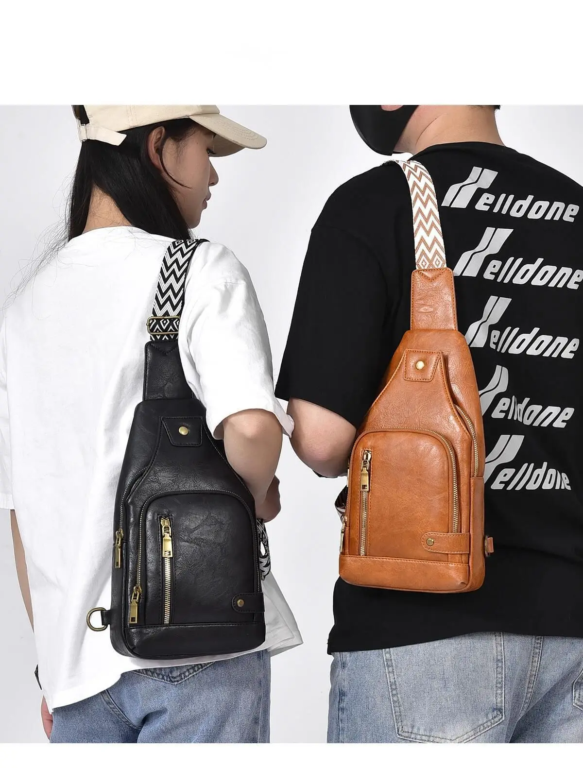 Men's Leather Crossbody Chest Bag Waterproof Tactical Backpack_voghion.com