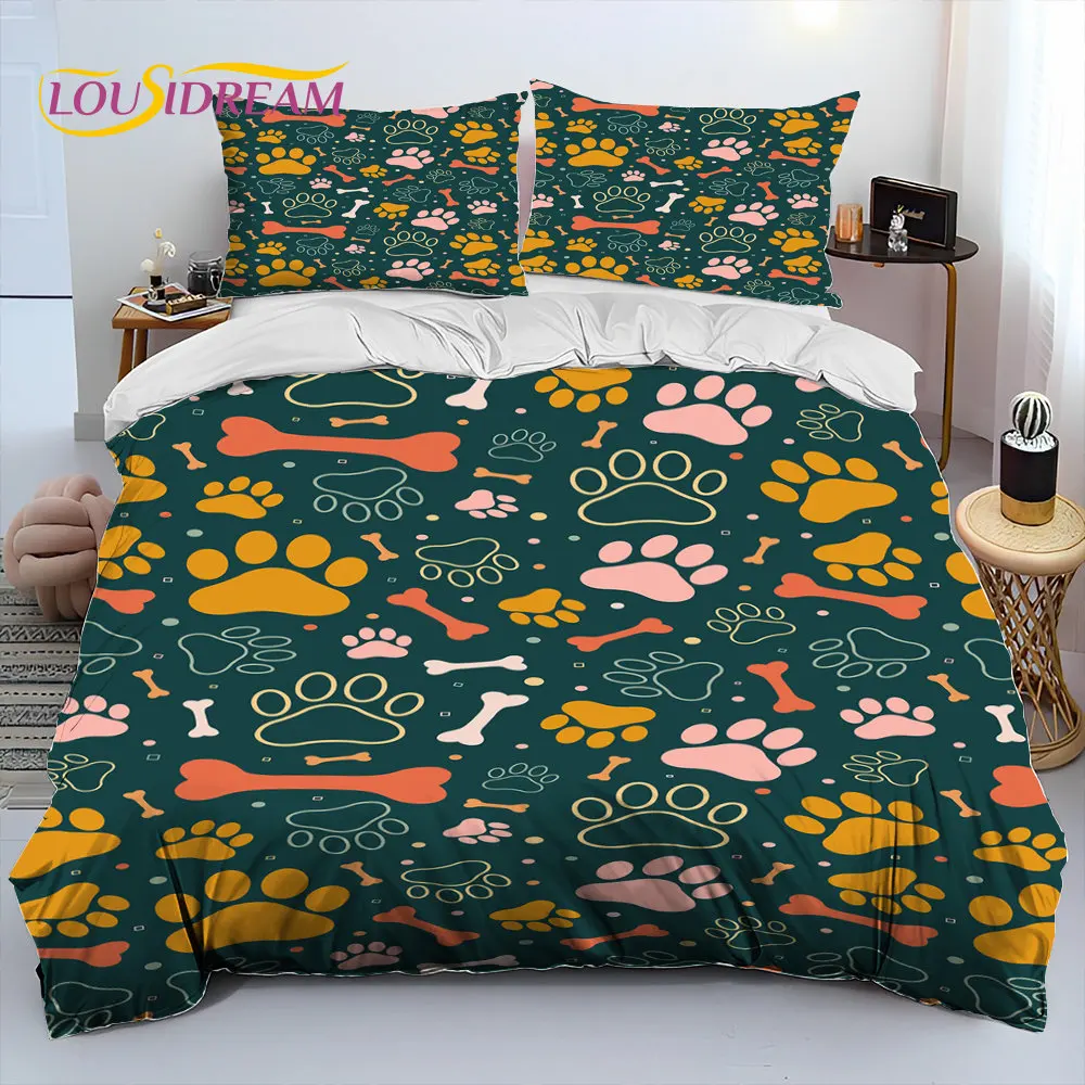 

3D Pets Footprint Sole Comforter Bedding Set,Duvet Cover Bed Set Quilt Cover Pillowcase,King Queen Size Bedding Set Adult Child