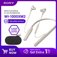 Sony Silver WI-1000XM2 Earphone TWS Noise Canceling Wireless Behind-Neck in Ear Headset/Headphones with Mic for Phone Call 1