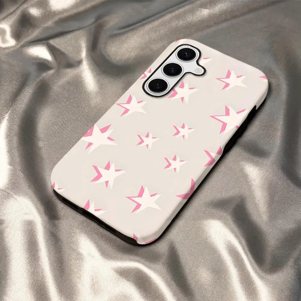 Glossy HD Hard PC Cover - Preppy Stars Pink Phone Case