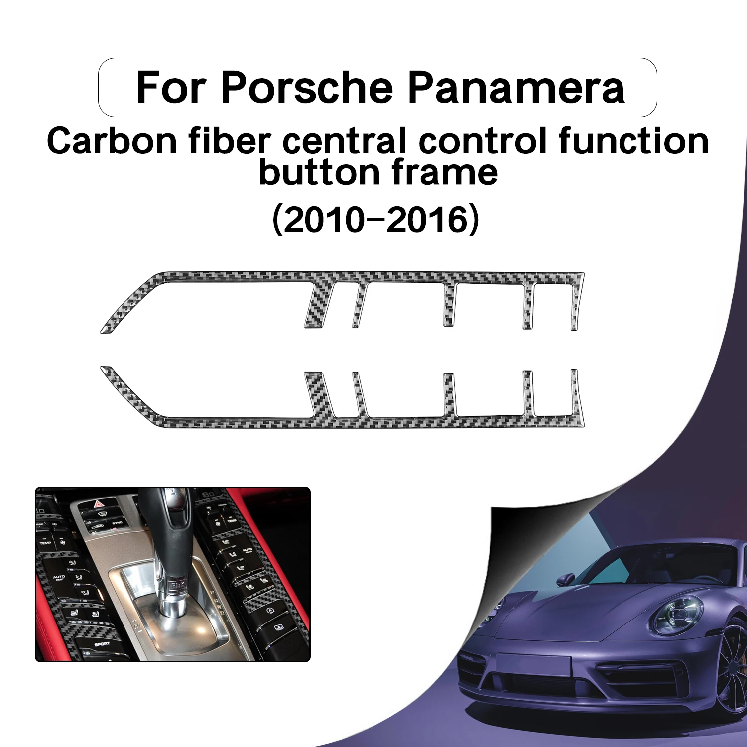 

For Porsche Panamera 2010-2016 Real Carbon Fiber Central Control Function Button Frame Strips Car Interiors Accessories Sticker