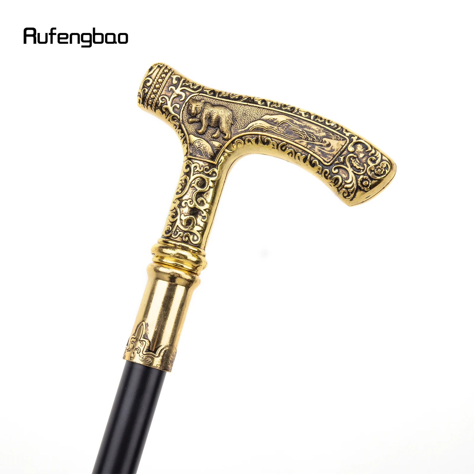 Gold Luxury Bear Handle Walking Cane Fashion Decorative Walking Stick  Gentleman Elegant Cosplay Cane Knob Crosier 90cm