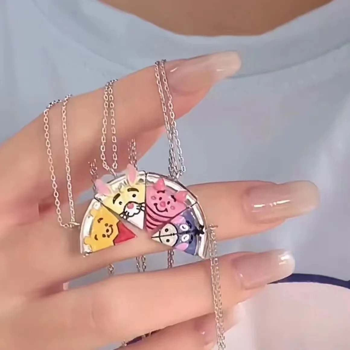 2Pcs/set Cute Cat Shape Pendant Chain Best Friends Necklace BFF Friendship Jewelry Necklaces Party Gift For Women Girls