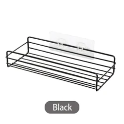 Black Iron Corner Shower Caddy - Punch-Free Bathroom and Kitchen Organizer Shelf (Black G540)