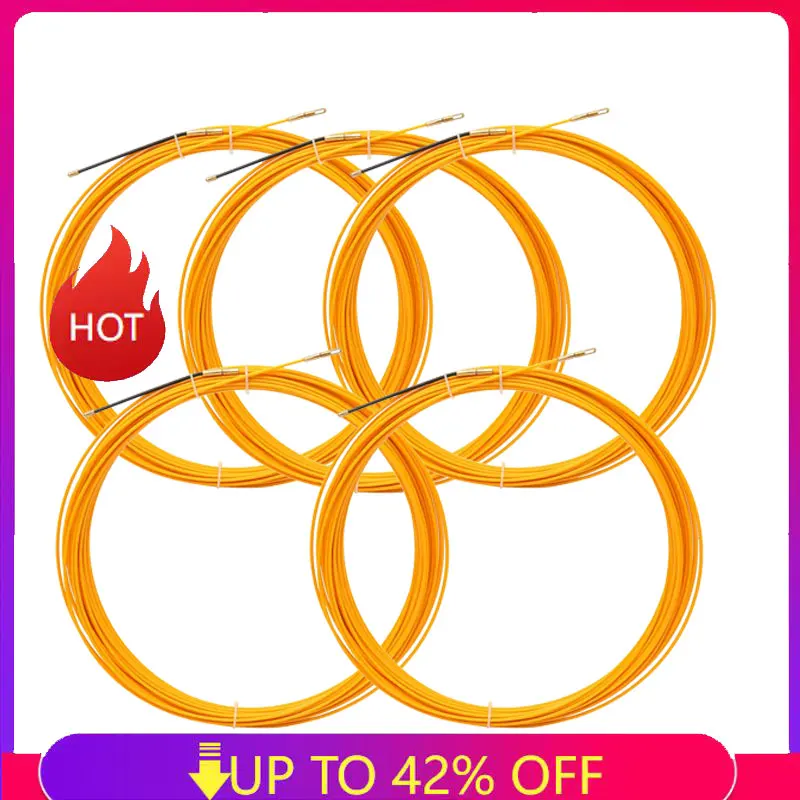 4mm Fiberglass Wire Cable Puller Fish Tape Reel Conduit Ducting Rodder Pulling Puller Guide Device 5/10/15/20/25/30M