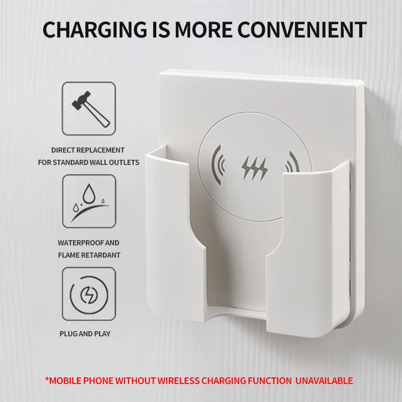 QI Universal Flush Wall Mount Wireless Charger,15W Fast Charging
