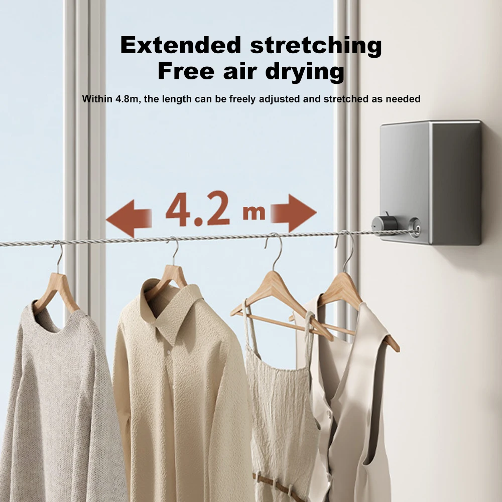 Retractable Clothesline Stainless Seel Pull-Out Clothes-Drying Machine Rope Space-Saving Clothes Drying Rack For Household 2