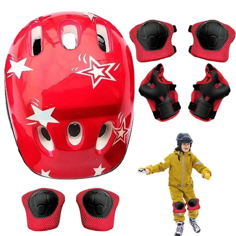 

Skateboard Hat And Pads Bike Skateboard Child Cycling Hat Wrist Guards Breathable Adjustable Hat Protection Gear Set Knee Pads