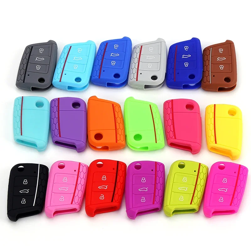 

Car Key Cover Case Silicone Shell For VW Golf 7 MK7 VII Tiguan Polo Skoda Octavia A7 Kodiaq Seat Ateca Leon