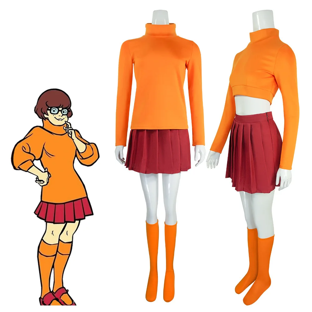 

Взрослый Детский костюм для косплея Дафна Блэйка из мультфильма Scooby Doo, женское платье для девочек, костюмы для Хэллоуина и карнавала