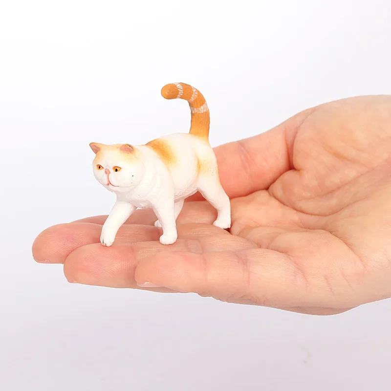 Simulation ExoticShorthair cat model desktop pet kitten figurine home Exotic cat decoration