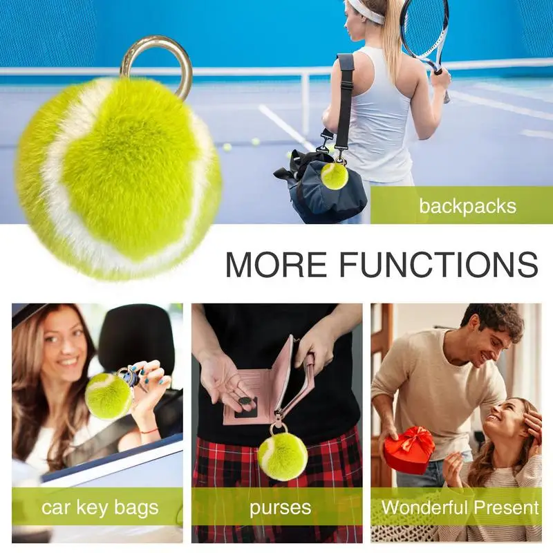 Plush Tennis Keychains For Backpacks Cute Soft Tennis Ball Pendant Tennis Key Chain Fuzzy Keychain Unique Tennis Ornament 3