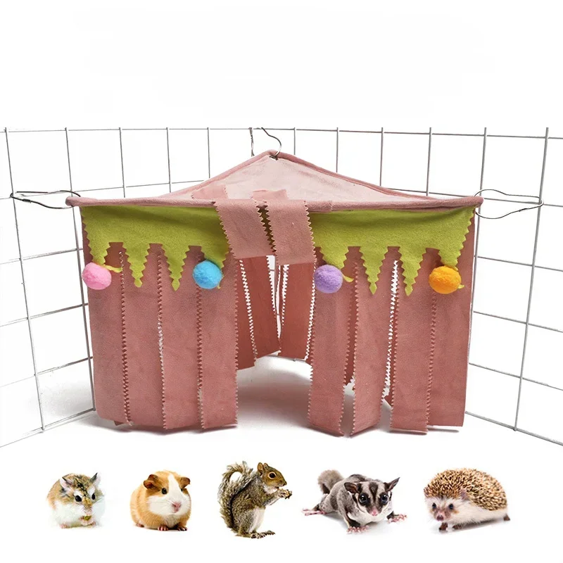 Pet House Tassel Strip Pet Tent Hideout Guinea Pig Hamster Hedgehog Hammock Curtain Hanging Bed