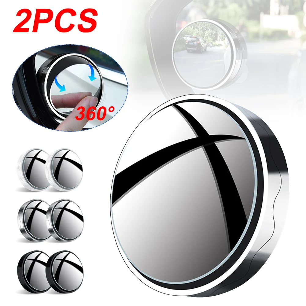 

2Pcs Car Round Frame Convex Blind Spot Mirror Adjustable Safety Driving Auxiliary Mirror Driving Safety For VW BMW Tesla