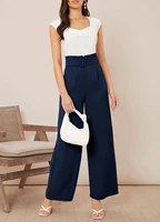 Women's Suit Pants Spring Summer High Waist Belt Wide Leg Pants Suit Fabric Elegant Office Casual Daily Commuting Trousers - Image 4