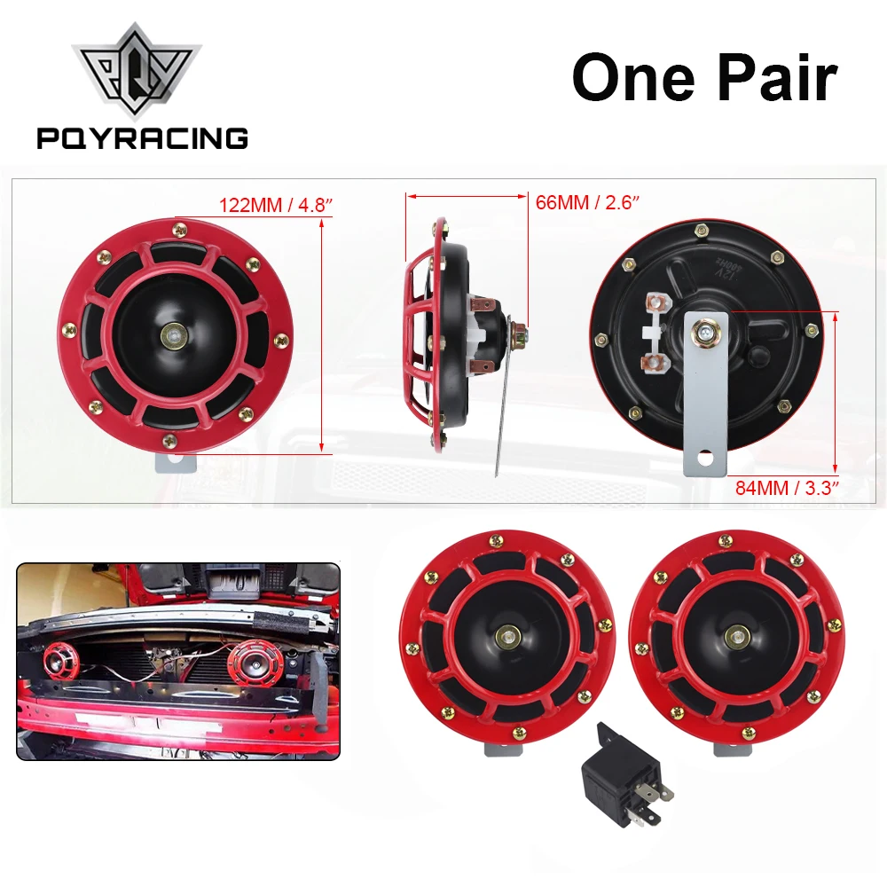 PQY-For Motorcycle Car 2pcs 12v 115DB Super Loud Compact Electric Blast Tone Air Horn Kit PQY-LB31