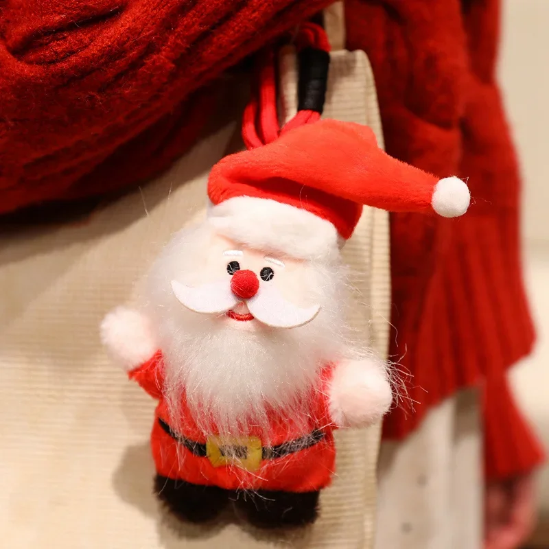 Kawaii Christmas Plush Keychain Cartoon Santa Claus Christmas Tree Doll Stuffed Toys Car Keyring Bag Pendant Hanging Decor Gift