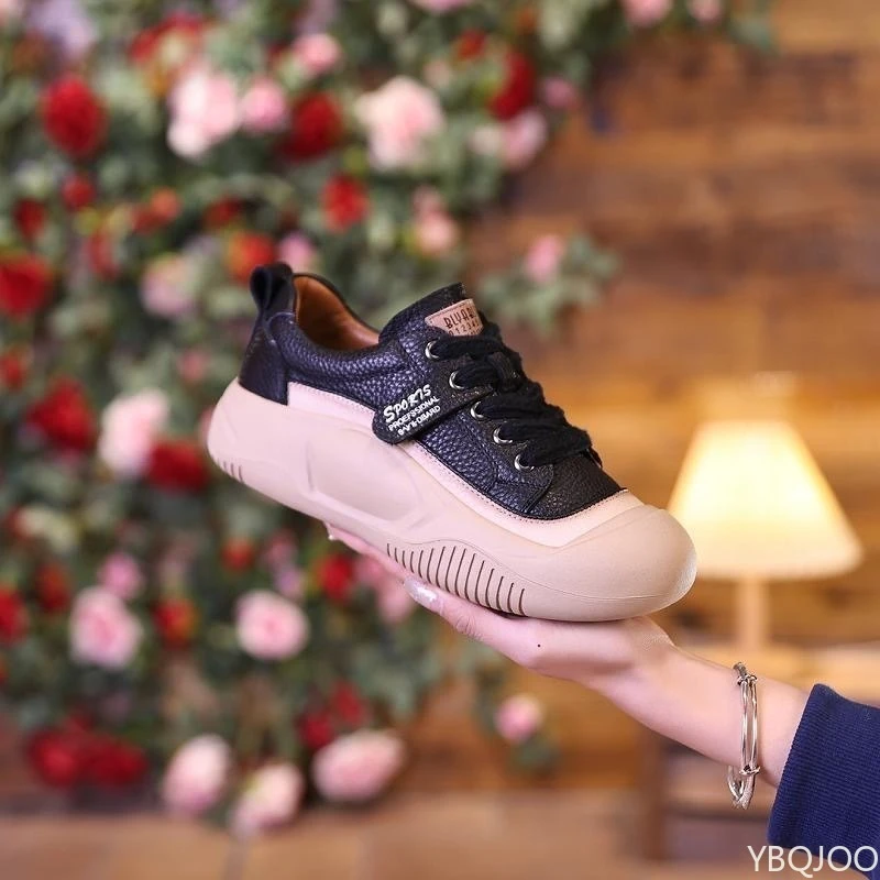 Spring and Autumn New Versatile Thick Soled Retro Single Shoes Soft and Comfortable Height Boosting Women's Casual Shoes