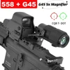 Tactical Airsoft G45 5X Magnifier 558 553 EXPS3 Red Dot Combo Scope Optics QD Mount Weaver Fit 20MM Rail Mount With Full Marking 1