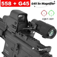 Tactical Airsoft G45 5X Magnifier 558 553 EXPS3 Red Dot Combo Scope Optics QD Mount Weaver Fit 20MM Rail Mount With Full Marking 1