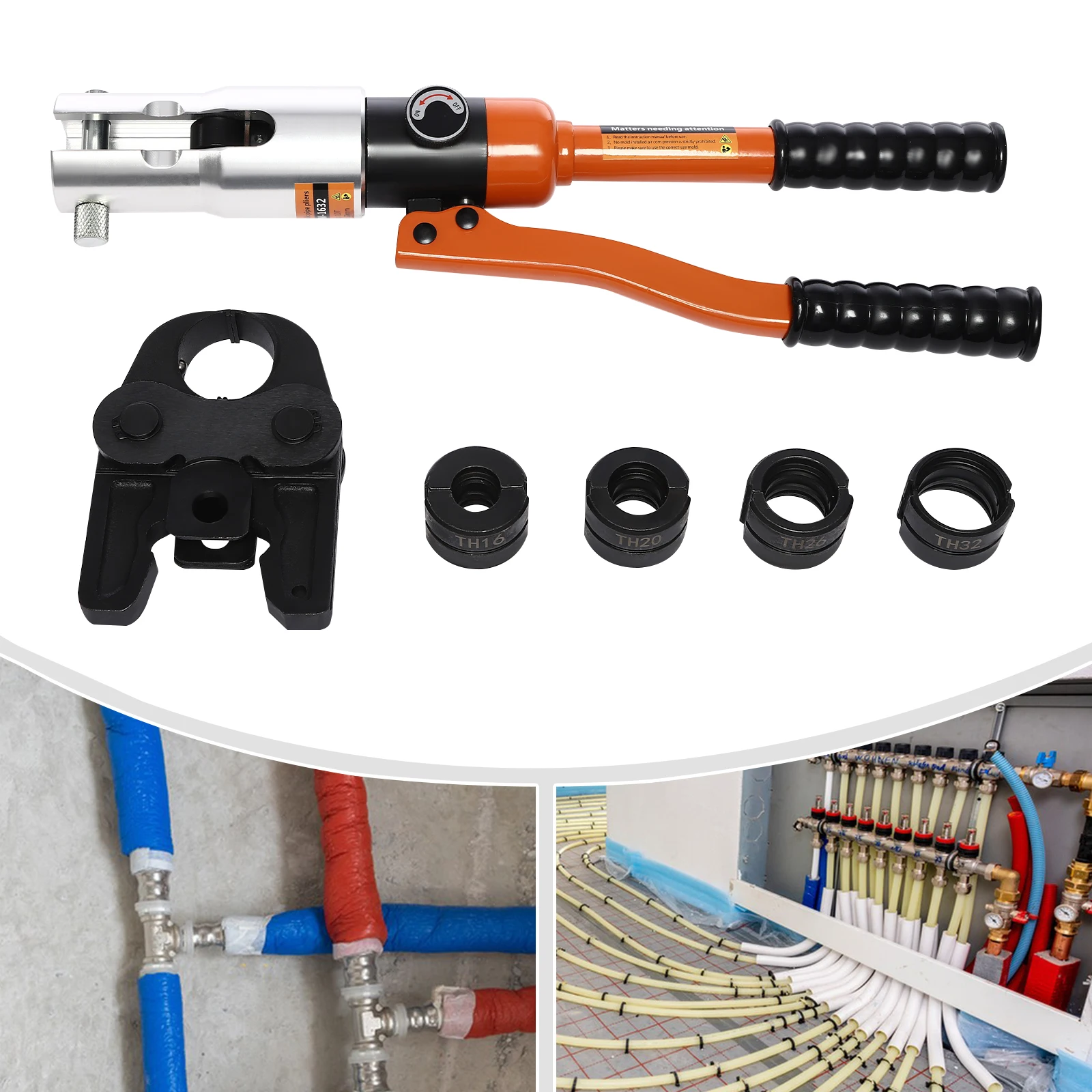 10T hydraulische Crimpzange Rohre Press-Presswerkzeug Rohrcrimper TH16, TH20, TH26, TH32 für Aluminium-Kunststoff, PEX und PB – Detail 15
