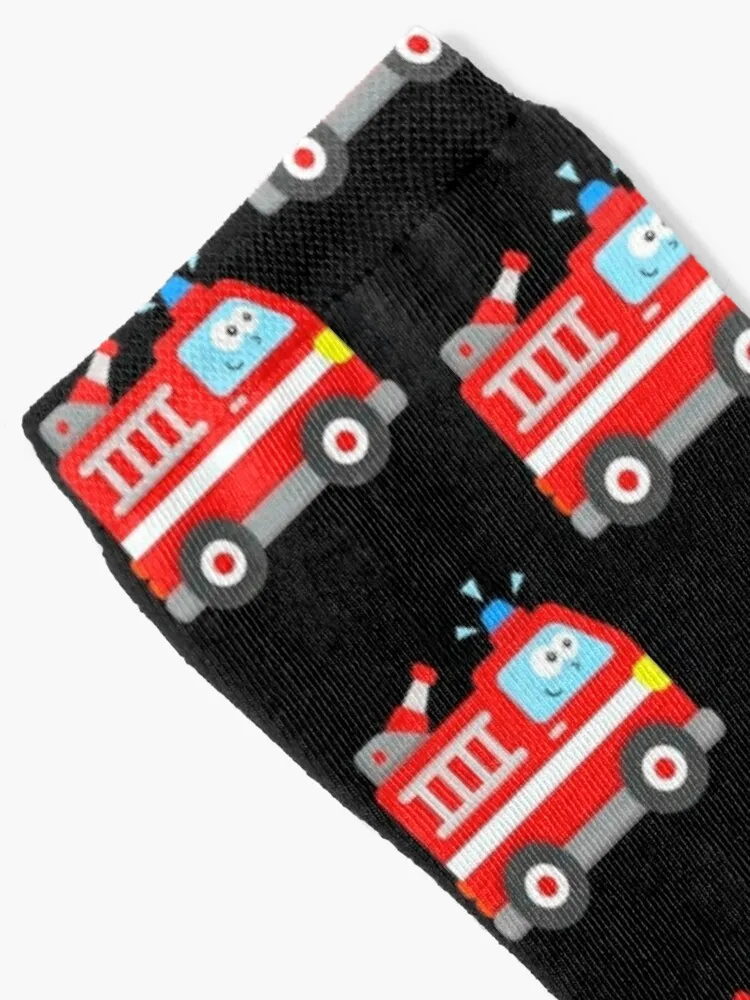 Fire Engine Cute Firefighter Vehicle Socks Funny Socks Women