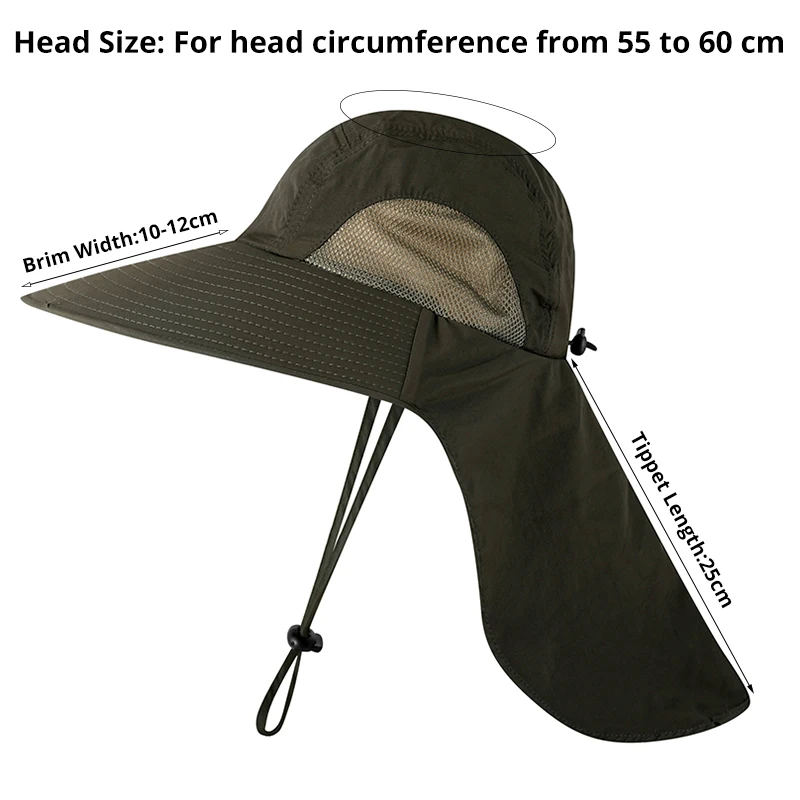 New Unisex Bucket Hat with Neck Flap Summer UPF 50+ Sun Hat Waterproof  Outdoor Large Wide Brime Hiking Fishing Hat for Women Men