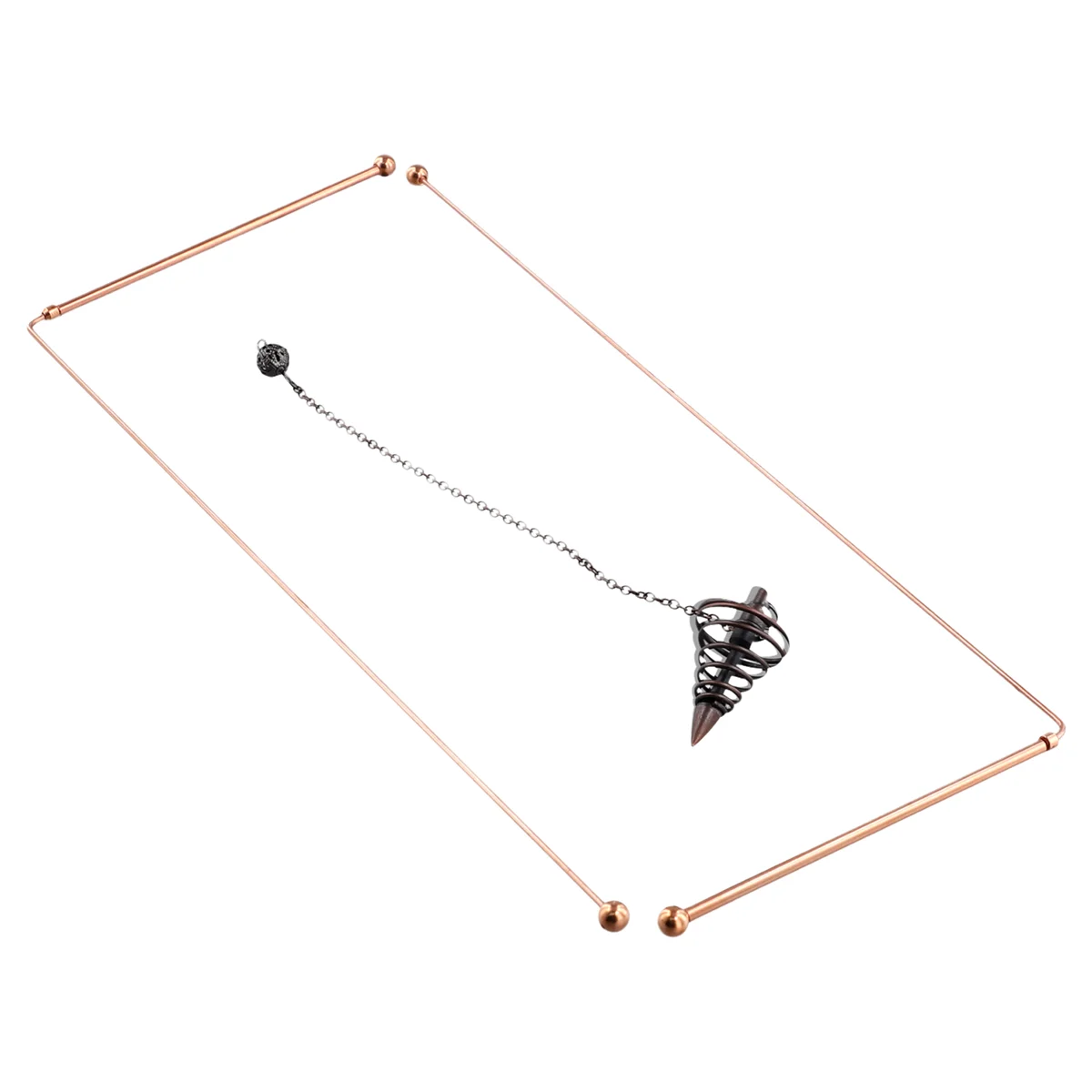A62T-Copper Dowsing Rods-99.9% Pure Copper 2PCS Divining Rods Energy Water Witching Detector with Pendulum Pendant