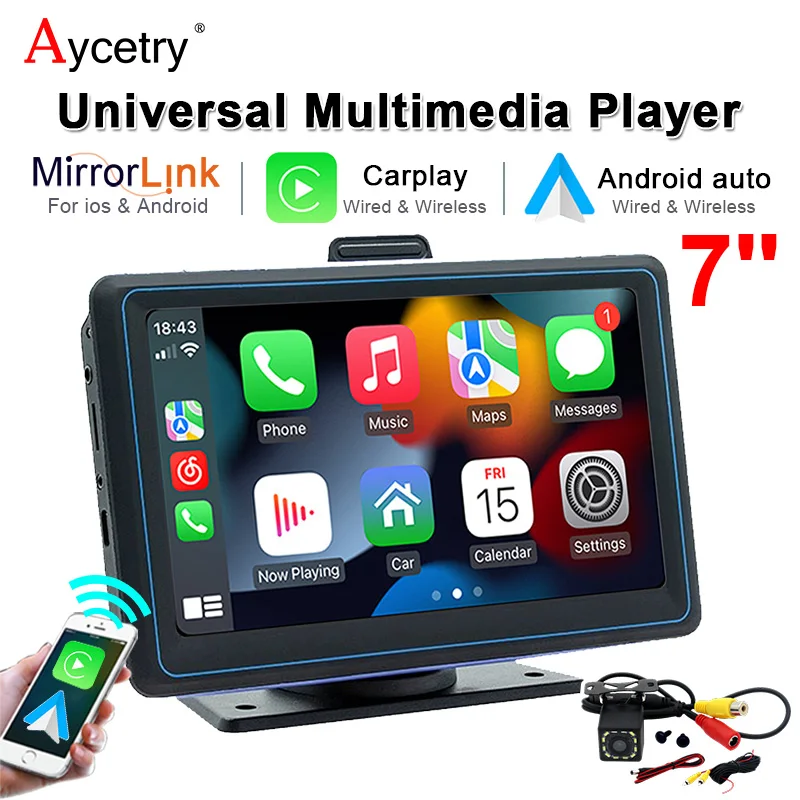 Radio Multimedia para Auto con Pantalla Táctil Universal de 7'' con GPS, Navegación, Carplay Inalámbrico y Android Auto, Reproductor de Video, PNDB5307 1