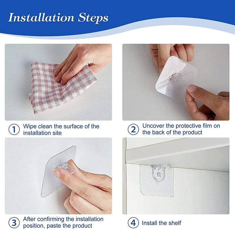 4/10Pcs Adhesive Support Shelf Bracket Non-Perforated Wardrobe Partition Fixed Hook