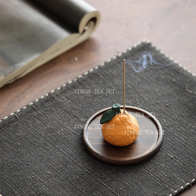 Orange Thread Incense Burner Da Ji Da Li Resin Home Aromatherapy Stove Tea Room Fragrance Seat Home Decoration Tea Accessories