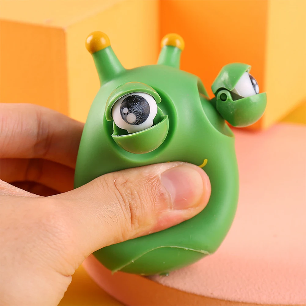 Green Worm Black Eyes Squeeze Toys Washable Decompression Toys