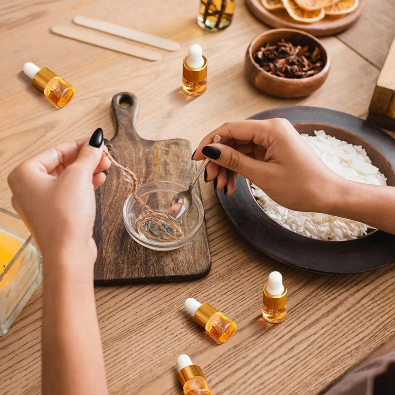 100Pcs Mini Glass Dropper Bottle Bulk Clear Essential Oil Dropper Bottles Small Glass Dropping Sample Containers 1 Ml 2