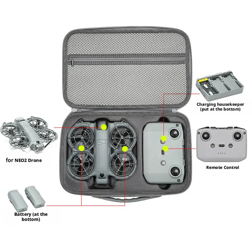 DJI NEO2 드론용 휴대용 보관 가방, 압력 방지, 낙하 방지, 다중 수납공간, 드론 액세서리 휴대용