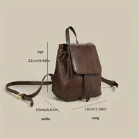 Small Drawstring Flap Backpack Women Mini PU Leather Textured School Backpack Fashion Travel Commuter Bag Girl Bakpacks 2