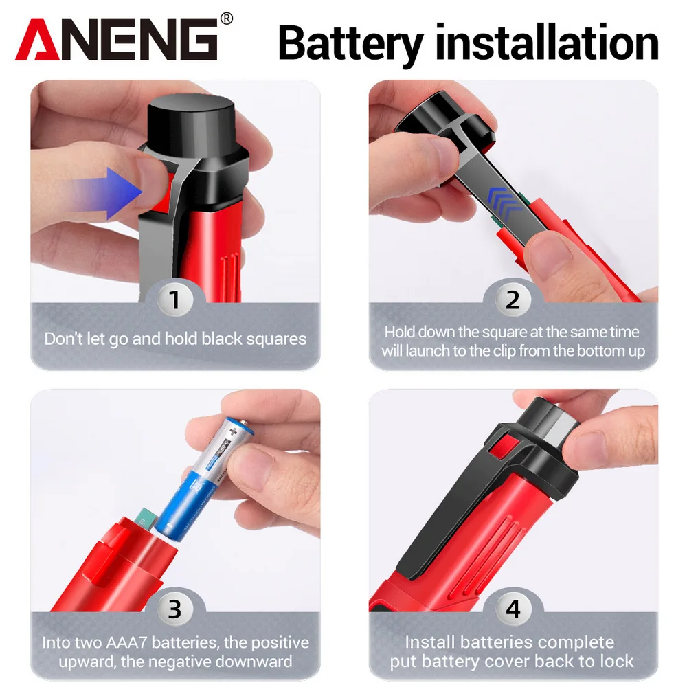 ANENG-VD802 휴대용 비접촉 AC 검출기 테스터, NCV 감도 펜 스타일 전기 표시기 LED 전압 측정기 Vape 12-1000v