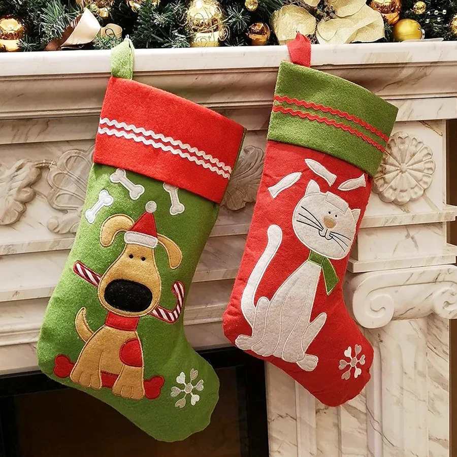 Christmas Candy Bag Dog Stocking Socks 40cm Socks Gift Bag Hanging Decoration Stovepipe Girt for Kids Plush Wall Stuff artificial limb outer decoration socks sponge outer socks artificial limb packaging socks artificial limb accessories