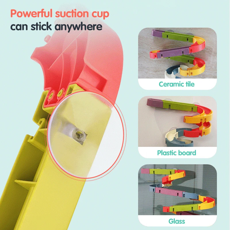 Marble Runs Bath Toys for Baby DIY Assembled Slide Racing Track Bathroom Bathtub Blocks Ball Slider Water Games Children Gift