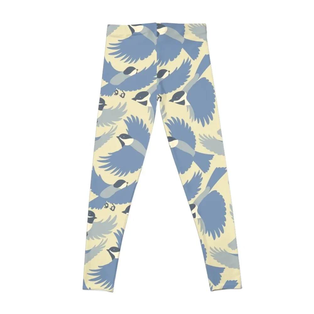 Chickadees in Blue Leggings flared gym sportswear woman Women's high waist Womens Leggings