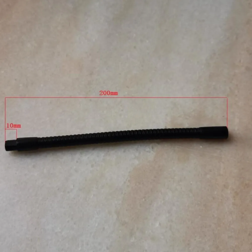 Led Goose Neck Flexible Metal Hose Tube 2pcs Black M10 Male Connector Dia.10mm with Nuts Soft Pipe Serpentine Tube DIY