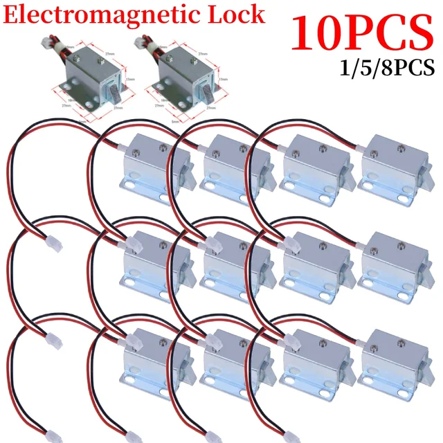 ล็อคแม่เหล็กไฟฟ้าขนาดเล็ก DC 12V ตู้เก็บของพลาสติกล็อคไฟฟ้าลิ้นชักที่คล้องประตูไฟฟ้าล็อคตู้เก็บเอกสารสำหรับโรงเรียนธนาคาร 1